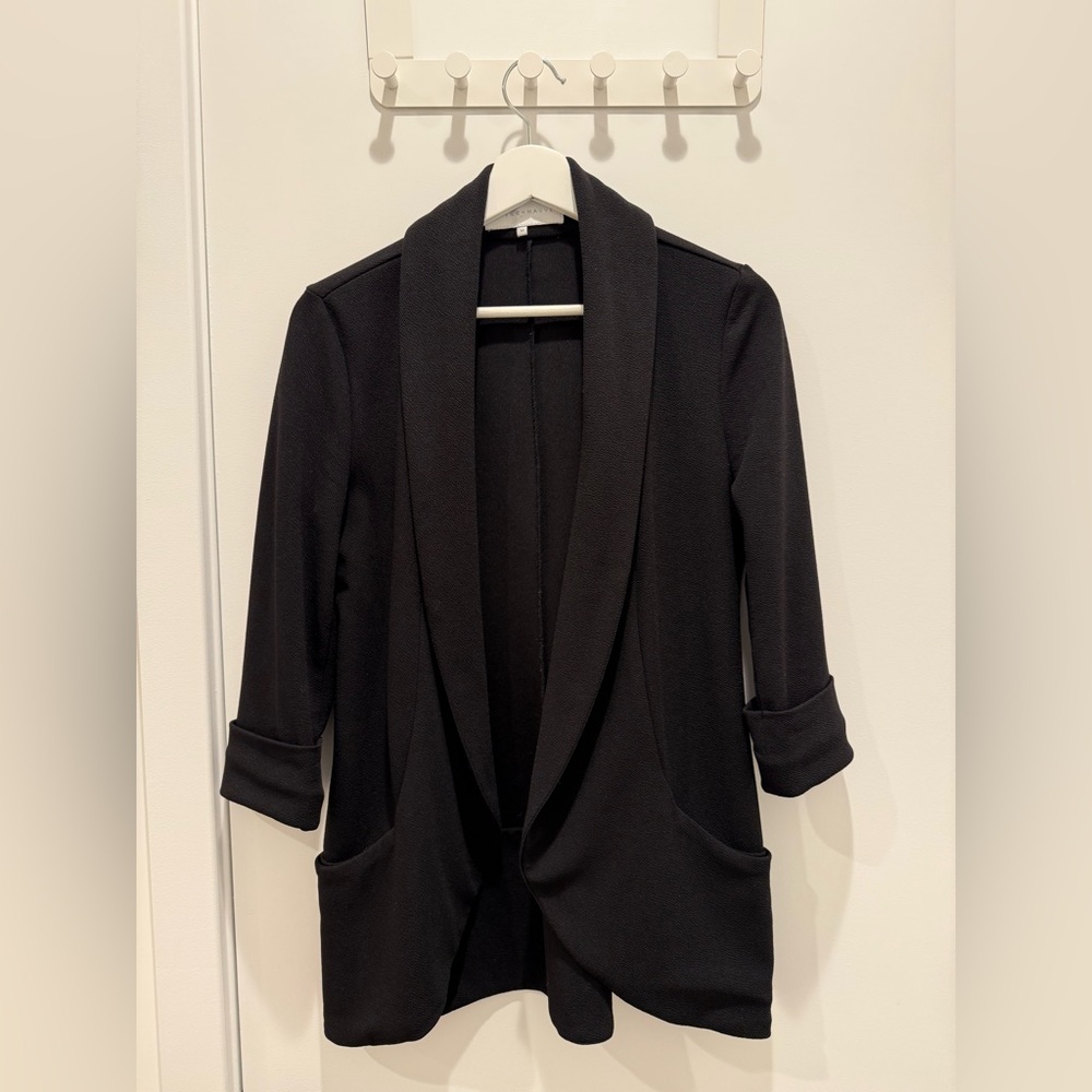 French Mauve Melanie Knit Tunic Blazer in Black